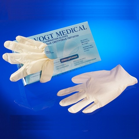 Перчатки медицинские,латексные нестерильные опудренные Vogt Medical